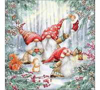 Crafty Things 4 x Paper Napkins - Gnomes in Forest - Ideal for Decoupage/Napkin Art