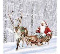 Crafty Things 4 x Paper Napkins - Santa in Snowy Forest - Ideal for Decoupage/Napkin Art