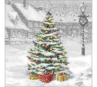 Crafty Things 4 x Paper Napkins - Tree On the Square - Ideal for Decoupage/Napkin Art