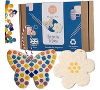 Crafty You Crafty Me - Butterfly and Flower Mosaic Kit, Creative Craft Activity for Kids and Adults, Made in UK