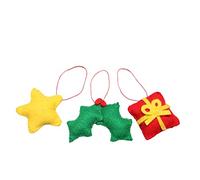 Crafty You Crafty Me - Christmas Decoration Felt Sewing Craft Kit (Star, Holly, Present), Make Your Own Xmas Tree Decorations, Made in UK