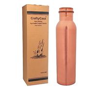 CRAFTYCASA Copper Water Bottle 1000ML/34OZ | Plain Copper Bottle with Lid | Ayurvedic Bottle for Health Benefits