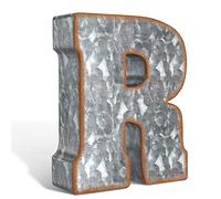 CraftyCrocodile 7" Galvanized Metal Letters for Wall Decor - 3D Letter R for Hanging & Free Standing - Decorative Rustic Alphabet Letters for the Living Room, Bedroom, Kitchen