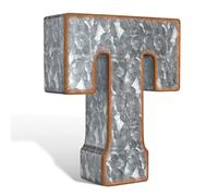 CraftyCrocodile 7" Galvanized Metal Letters for Wall Decor - 3D Letter T for Hanging & Free Standing - Decorative Rustic Alphabet Letters for the Living Room, Bedroom, Kitchen