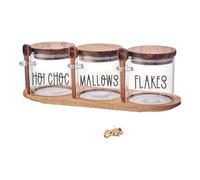CraftyGstudio Hot Chocolate Station Glass Jars with Wooden Tray and Spoons