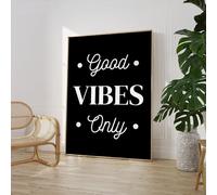Craftylittlepenguin Good Vibes Only Print Poster Art A5 A4 A3 A2 A1 Maxi Home Decor Fashion Classic Unframed Simple Word Art Black - 9074 (A2-420 x 594 mm)