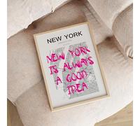 Craftylittlepenguin New York Is Always A Good Idea Poster Wall Prints, Travel Map Location, Home Decor Unframed Trendy Artwork Inspriational Motivational Quote - 9233 (A4-210 x 297 mm)