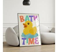Craftylittlepenguin Rubber Duck Bath Time Wall Art - Colorful Kids Bathroom Print for Toddlers & Baby Nursery - Fun Cartoon Duck Poster for Boys or Girls - Unframed Decor- 9562 (A2-420 x 594 mm)