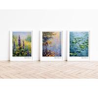 Craftylittlepenguin Set of 3 Monet Landscape Prints Floral Nature Wall Posters Art A5 A4 A3 A2 A1 Maxi Home Decor Unframed - 9279-81 (Maxi - 61cm x 91cm)