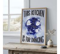 Craftylittlepenguin This Kitchen Is For Dancing Print Love Wall Posters Art A5 A4 A3 A2 A1 Maxi Home Decor Unframed Valentines Day - 9375 Royal Blue, A4-210 x 297 mm