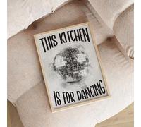 Craftylittlepenguin This Kitchen Is For Dancing Print Love Wall Posters Art A5 A4 A3 A2 A1 Maxi Home Decor Unframed Valentines Day - 9375 Grey (A4-210 x 297 mm)