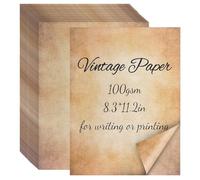 CraftyManor 30 Sheets Vintage Printer Paper, 100GSM Antique Stationery for Writing, 21.1x 28.5cm Letter Size, Double-Sided Aged Parchment for Printing, Junk Journal, Scrapbook, Invitation (30 Sheet)