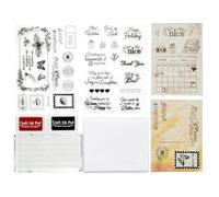 CraftyManor Clear Stamps for Scrapbooking, Vintage Stamp for Journaling, Card Making Supplies for Crafting, DIY, Photo Album Decor and Junk Journal 5.8x8.3in (Postcard + Text Set)