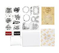 CraftyManor Happy Easter Clear Stamps for Scrapbooking, Vintage Rabbit Stamp Set for Journaling, Card Making Supplies for Crafting, DIY, Photo Album Decor & Junk Journal 5.8x8.3in (Wreath + Text Set)