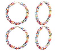 CRAFTYMELODY 1 Pair Boho Flower Hoop Earrings 304 Stainless Steel Colorful Beaded Earrings Boho Beaded Hoop Earring Bohemian Daisy Earring for Women Summer Beach Wedding Party Accessories Favor Gifts