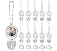CRAFTYMELODY 10 Sets Sublimation Angel Wing Blanks Set Alloy Platinum Angel Wings Sublimation Keychain Blanks Double Side Transfer Blank with Wings Charms for Car Hanging Ornaments DIY Crafts