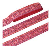 CRAFTYMELODY 10 Yard Red Flower Jacquard Ribbon 1-7/8 Inch Ethnic Style Jacquard Ribbon Trim Flower Embroidered Ribbons Floral Woven Fabric Ribbons for DIY Craft Supply Home Party Decor Gift Wrapping