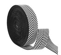 CRAFTYMELODY 10 Yards Arrow Pattern Polycotton Ribbon 1-1/2Inch Black Striped Webbing Ribbon Arrow Patterned Webbing Strap Jacquard Ribbons for DIY Sewing Craft Clothing Decoration Accessory