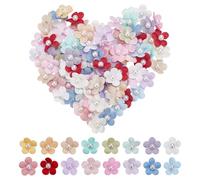 CRAFTYMELODY 100 Pcs Tiny Satin Fabric Flowers Cloth Flower with Plastic Imitation Pearl Mini Artificial Floral Appliques Multicolor Crafting Finding for Wedding Home Decor Party Clothes Ornament