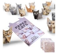 CRAFTYMELODY 100 Sheets DIY Origami Paper Cats Kit Square Origami Paper Cute Animals Shaped 3D Kit Handmade DIY Scrapbooking Craft Decoration Fun Craft Activity for Adults Creative Desk Decor