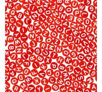CRAFTYMELODY 1000Pcs Acrylic Transparent Letter Beads Red Letter Beads 7mm Assorted Alphabet Flat Round Disc Bead Horizontal Loose Spacer Bead for DIY Name Bracelet Necklace Jewelry Making