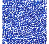 CRAFTYMELODY 1000Pcs Letter Beads Transparent Acrylic Alphabet Beads Blue Flat Round Disc Letters Spacers White Alphabet Pattern Loose Spacer Charms for DIY Bracelet Jewelry Making 7x4mm