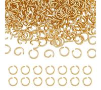 CRAFTYMELODY 1000Pcs Open Jump Rings 24K Gold Plated Stainless Steel 5mm Jump Rings Connector Necklace Repair Round Ring Findings for Earring Keychain Pendants Jewelry Making DIY Crafts