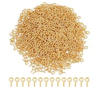 CRAFTYMELODY 1000Pcs Screw Eye Pin Gold Iron Pin Peg Bail Bulk 8?mm Eye Hook Screw for Half Drilled Beads Charms Pendant Connector Necklace Earring Jewelry Making Repairing Accessory DIY Craft