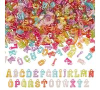 CRAFTYMELODY 1000Pcs Transparent Acrylic Letter Charms Mixed Initial Letters Pendants Colorful AB Color Cute Alphabet Hanging Dangle Charm Beads for Bracelets Necklaces Jewelry Making DIY Craft
