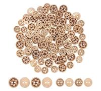 CRAFTYMELODY 100Pcs 2 Styles Coconut Shell Buttons Natural Coconut Shell Flower Wooden Button Vintage Flat Round Floral Flower Pattern 2 Holes Wooden Button for Cloth Sewing Craft Making