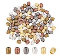 CRAFTYMELODY 100Pcs 5 Colors Tibetan Style Metal Beads 7mm Long Barrel Spacer Loose Connector Charm Bead for DIY Bracelet Necklace Earrings Jewelry Making Supplies