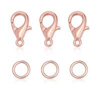 CRAFTYMELODY 100Pcs Alloy Lobster Claw Clasps with 200Pcs 304 Stainless Steel Open Jump Rings Jewelry Making Findings Kits Connector Clasp for Necklace Bracelet Finding Supplies Rose Gold