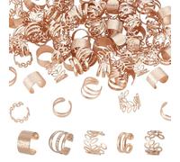 CRAFTYMELODY 100Pcs C-Shaped Hair Jewelry for Braids 5 Styles Iron Hair Decoration Loc Accessories Adjustable Hairs Rings Light Gold Dreadlocks Cuffs Ear Clips Earrings Findings for Men Women