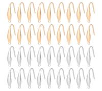 CRAFTYMELODY 100Pcs Earring Hooks 18K Gold Plated Stainless Steel Ear Wire with Loop Gold Silver French Ear Wire Dangle Fish Hook Earring Findings