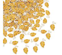 CRAFTYMELODY 100Pcs Leaf Charms Gold Leaf Charm Pendant Metal Tree Branch Leaves Charms Leaves Pendants Plant Pendant for DIY Necklace Bracelet Jewelry Making Thanksgiving Home Decoration