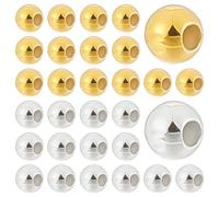 CRAFTYMELODY 100Pcs Round Beads 925 Sterling Silver Smooth Seamless Ball Beads Bulk 2mm Spacer Large Hole for Necklace Bracelet Earring Jewelry Making Accessory Supplies DIY Craft