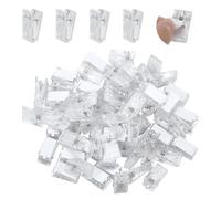 CRAFTYMELODY 100Pcs Self Adhesive Clips Acrylic Transparent Tapestry Wall Clip Rectangle Sticky Hanging Spring Photo Poster Display Small Hanging Spring for Office Home Picture Halloween Decorations