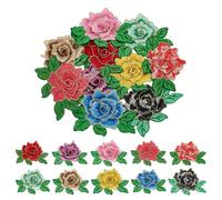 CRAFTYMELODY 10Pcs 10 Colors 3D Rose Embroidered Patch Flower Sew on Patches Applique Floral Embroidery Appliques Costume Accessories for Clothes Jeans Jackets Bags DIY Embellishments Decorations