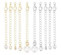 CRAFTYMELODY 10Pcs 10 Style Necklace Extenders Brass Necklace Extension Chains Links Neacklaces Bracelet Extender Chain with Pearls Teardrop Charms for Necklaces Bracelet Anklet Jewelry Making