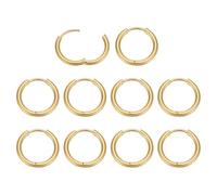 CRAFTYMELODY 10Pcs 18K Gold Hoop Earring Stainless Steel Huggie Hoop Earring Hook Findings Thick Leverback Ear Wire for Jewelry Making Accessory Supplies DIY Craft Women Gifts