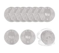 CRAFTYMELODY 10Pcs Alloy Yes/No Decision Coin Challenge Coin Decision Maker Flip Portable Double Sided Making Flipping Funny Heads and Tails for Man Women Party Game Holiday Office Platinum