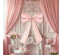 CRAFTYMELODY 10Pcs Big Wall Bow Decorations Bowknot Wall Decor Ormanents Giant with Sticker 41x25 Inch Satin Ornament Accessories for Party Wedding Bridal Room Birthday Supplies Pink