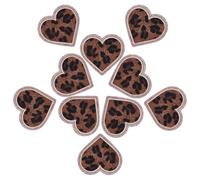 CRAFTYMELODY 10Pcs Leopard Print Pattern Iron on Patches Heart Sew on Patches Embroidered Appliques Sewing Embellishment Ornament Accessories for Backpacks Jeans Jackets Bags DIY Decorations