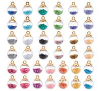 CRAFTYMELODY 114Pcs 19 Colors Glass Ball Charms Transparent Glass Ball Charm Pendants with Shining Stars Sequins Colorful DIY Charms Hanging Pendants for Earring Bracelet Necklaces DIY Jewelry Making