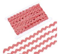 CRAFTYMELODY 12.5 Yards 1/2 Inch Red Rick Rack Trim Polyester Wave Bending Fringe Trim Ribbon Zig Zag Ribbon Trims Wave Sewing Triming with 1Pcs Cardboard Display Card for DIY Pillows Costumes Crafts