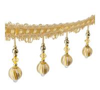 CRAFTYMELODY 12.6 Yards 3-3/4 Inch Beaded Fringe Trim Golden Beaded Hanging Polyester Tassel Fringe Trim Sewing Plastic Bead Fringes for Curtain Lampshades DIY Clothing Wedding Decoration