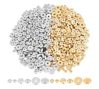 CRAFTYMELODY 1200Pcs 6 Styles Flat Disc Loose Beads, 4/6/8mm Flat Round Spacer Beads CCB Rondelle Spacers Plastic Loose Spacer Charms Bulk for DIY Bracelet Necklace Craft Supplies Gold and Silver