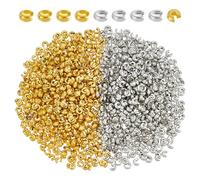 CRAFTYMELODY 1200Pcs Crimp Bead Cover Gold Silver Bead Tips Knot Cover Half Round Open Crimp Loose Beads Cord End Caps for DIY Craft Earring Bracelets Necklace Jeweley Making Accessory Supplies