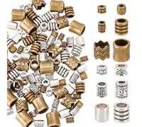 CRAFTYMELODY 120Pcs 12 Styles Tibetan Style Metal Spacer Beads Large Hole Column Loose Beads Column Tube Charms for Bracelet Necklace Earring Jewelry Making Supplies Antique Silver Antique Bronze