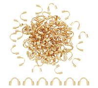 CRAFTYMELODY 120Pcs 18K Gold Wire Guardian Protectors 304 Stainless Steel U-Shape Cable Protector Wire Guard Loops for Earring Bracelet Necklace Pendants Jewelry Making